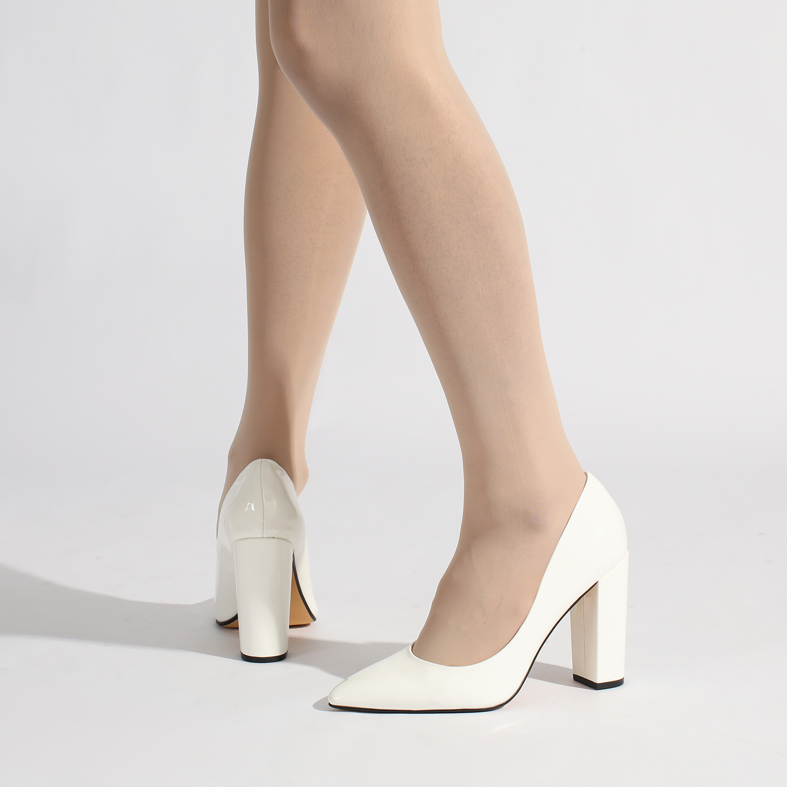 黑丝美新款男士大码高跟鞋11.5厘米粗跟CD伪娘变装性感尖头高跟鞋 - 图2