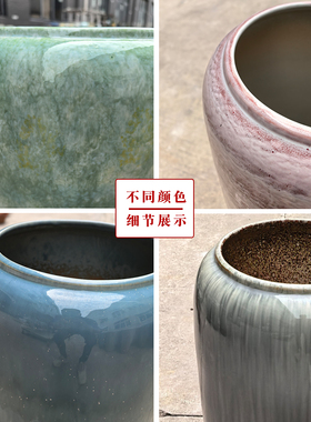 陶瓷圆筒花瓶花盆器室内外装饰摆件高级感土培绿植花卉大口径20cm