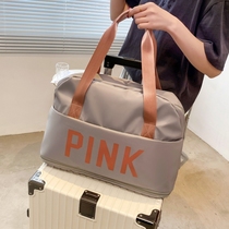 Nylon Cloth Oxford Spinning Pink Travel Bag Letter Printed Large Capacity Tot Single Shoulder Bag Lady Travel Baggage Bag