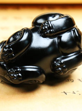 天然新疆和田玉墨玉貔貅手把件玉石玉器把玩件小摆件男款玉石证书