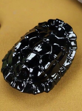 天然新疆和田玉墨玉龙龟手把件龟壳男女款玉石玉器龙龟把玩件证书