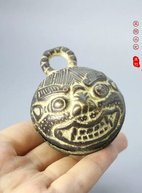 仿古做旧兽面铜铃铛风调雨顺挂件铃铛马铃铛狗铃铛纯铜复古门铃