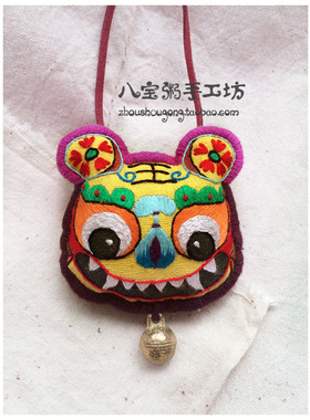 小老虎手工生肖刺绣民族风毛衣链