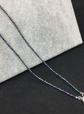 超细镭射珠切面原创弹簧扣佛牌链