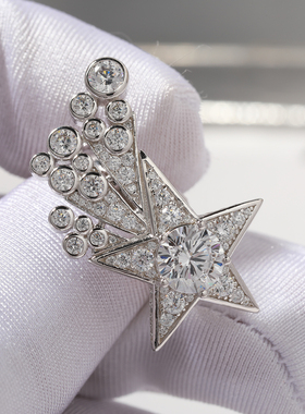 晚宴焦点夸张重工纯银彗星戒指S925镀18K白金不掉色钻戒女高碳钻