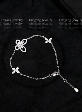 wildflower四花幻影蝴蝶手链女夏925纯银镀18K白金镶钻不掉色繁花