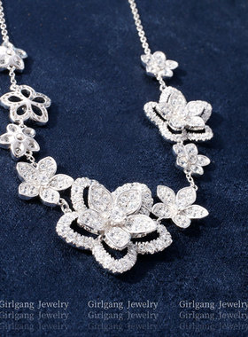 wild flower繁花项链女重工晚宴礼服年会项链女925纯银高级贵气