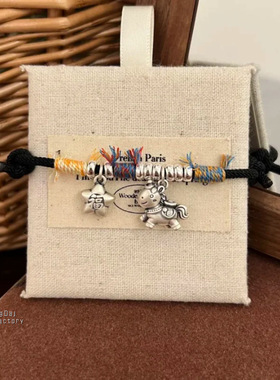 「福星小马」复古马上有钱盘缠手链古法本命年红绳情侣款礼物生肖