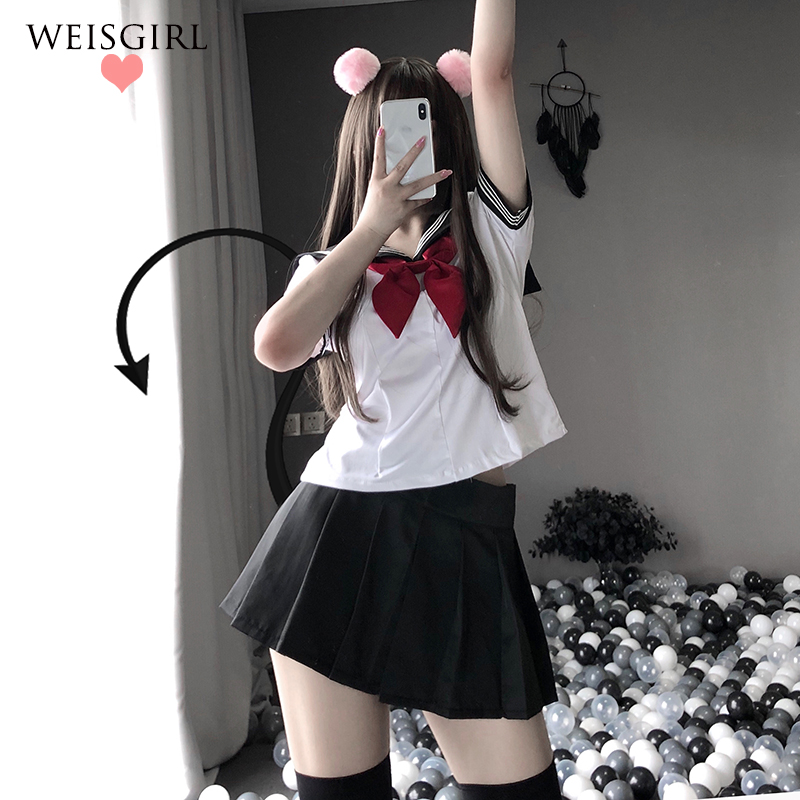 weisgirl女暗黑系JK制服诱惑性感情调套装水手服学院风学生装校服