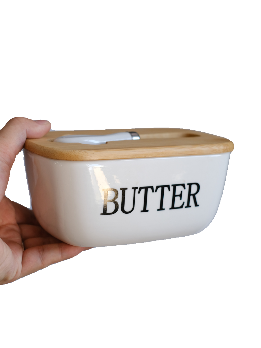 陶瓷黄油盒带盖长方形内置抹刀密封罐牛油盒奶酪保鲜 Butter Dish - 图3