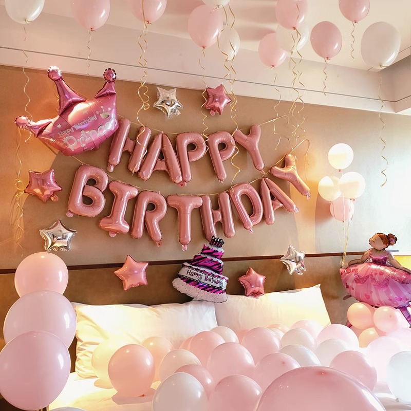 网红生日快乐派对场景布置男孩周岁背景墙气球18岁成人礼装饰女孩 - 图2