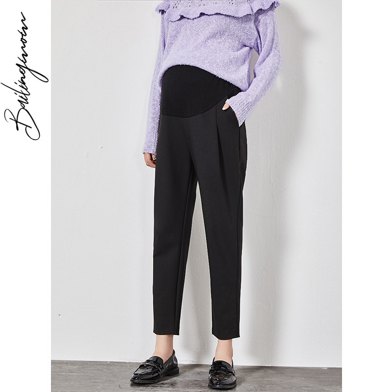 秋季外穿上班孕早期托腹孕妇裤子 百伶妈妈孕妇直筒裤