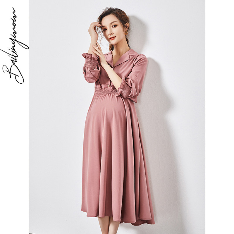 孕妇秋装外出洋气时尚上衣连衣裙 百伶妈妈连衣裙