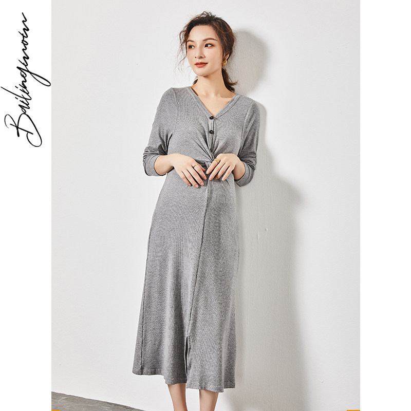 孕妇秋装2020新款早秋孕妇装连衣裙 百伶妈妈连衣裙