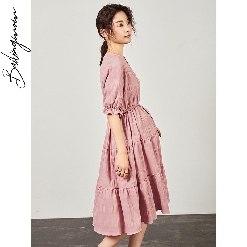 洋气孕妇装夏装辣妈孕晚期连衣裙 百伶妈妈连衣裙