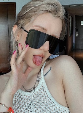 网红连体大框茶色墨镜女复古遮阳