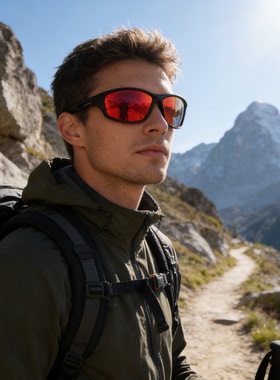 户外登山徒步偏光护目太阳镜防紫外线墨镜骑行防风水银镜片超酷镜