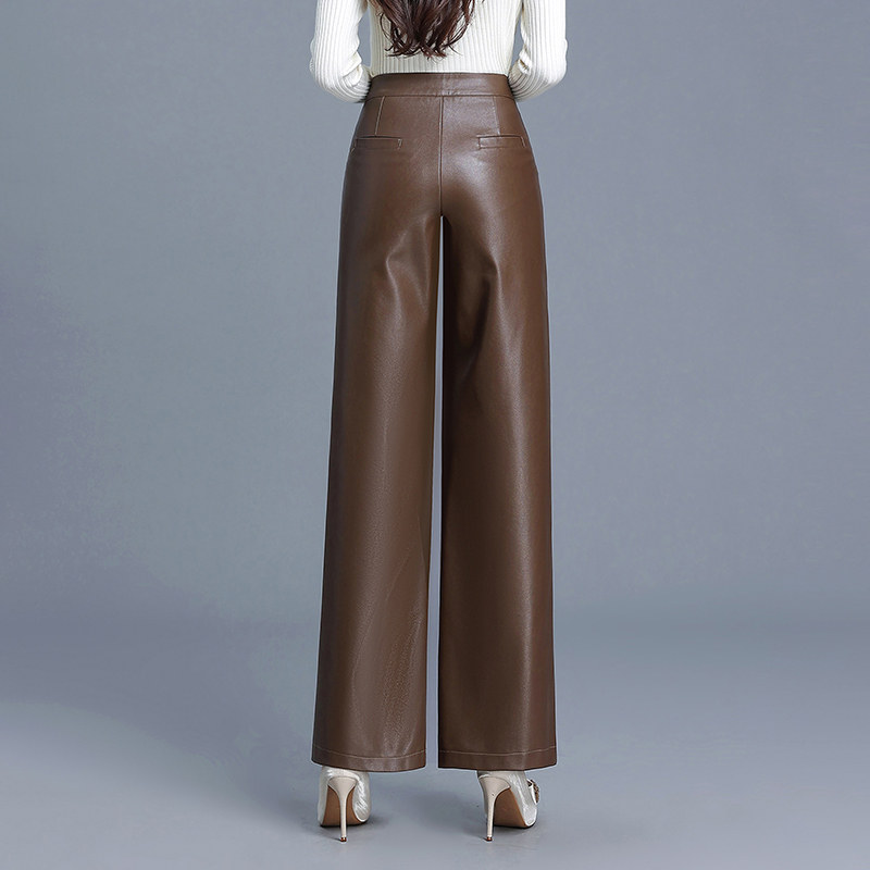 直筒裤女皮裤2025秋冬新款阔腿裤高腰显瘦宽松垂感休闲裤皮长裤子,淘宝优惠券,粉丝福利购,淘宝优惠卷