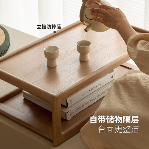 源氏木语百伦沙实木小桌子小茶几阳台炕几矮桌榻榻米炕桌飘窗桌 - 图2