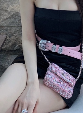 CHICYO 美式百搭个性时髦金属镂空新款腰带配饰女士皮带潮ins