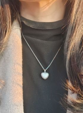 项链女爆款日韩新款轻奢感小众简约复古立体小爱心钛钢配饰锁骨链