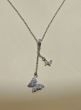 项链女爆款日韩新款轻奢感小众简约复古立体蝴蝶钛钢配饰锁骨链