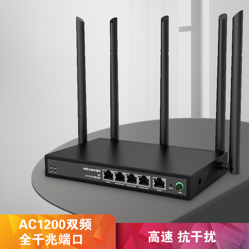 磊科B6无线路由器 全千兆商铺专用wifi企业级5G双频1200M高速穿墙多WAN口铁壳5天线漏油器200M电信移动联通王 - 图3