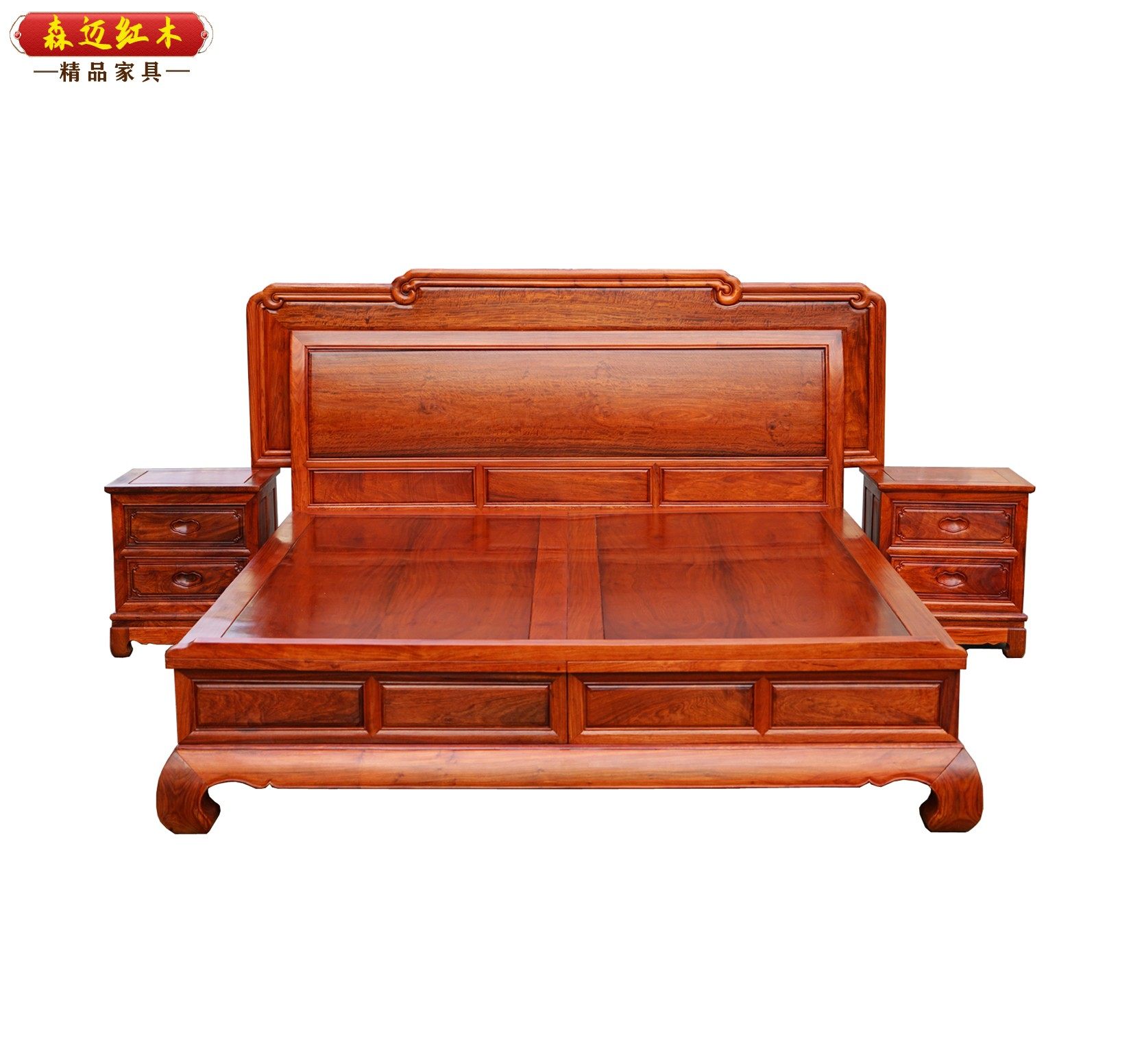 缅甸花梨红木床五福大果紫檀古典榫卯结构加厚独板高档实木原木,淘宝优惠券,粉丝福利购,淘宝优惠卷