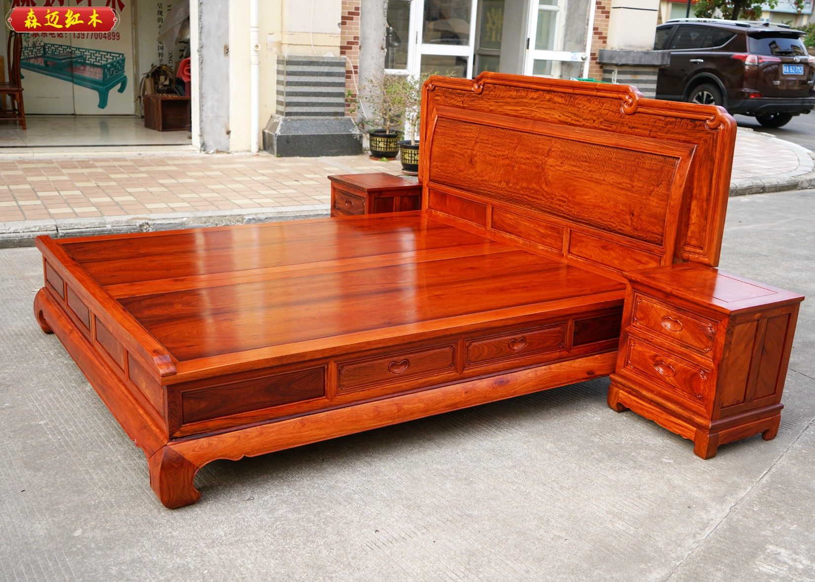 缅甸花梨红木床五福大果紫檀古典榫卯结构加厚独板高档实木原木,淘宝优惠券,粉丝福利购,淘宝优惠卷