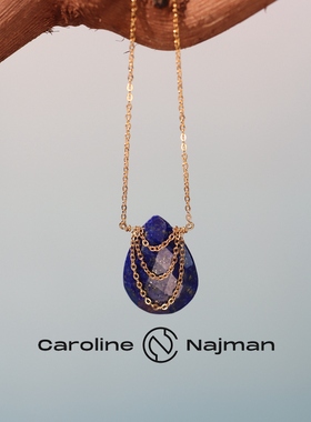 巴黎Caroline Najman正品SOLANGE青金石紫水晶玛瑙母贝水滴形项链