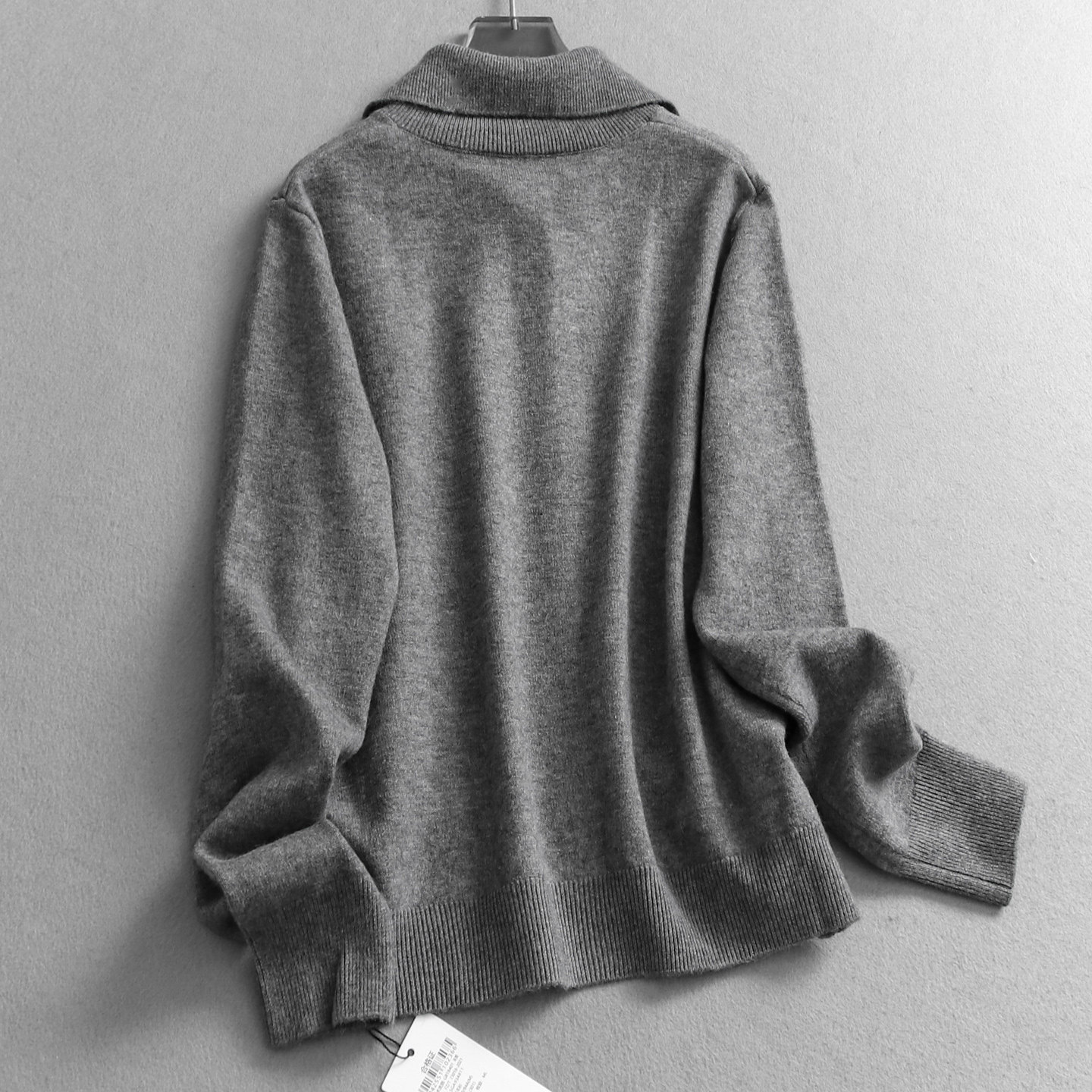 纯色高领单排扣羊毛混纺宽松毛衣25冬季新款内搭打底衫女毛衫M978 - 图0
