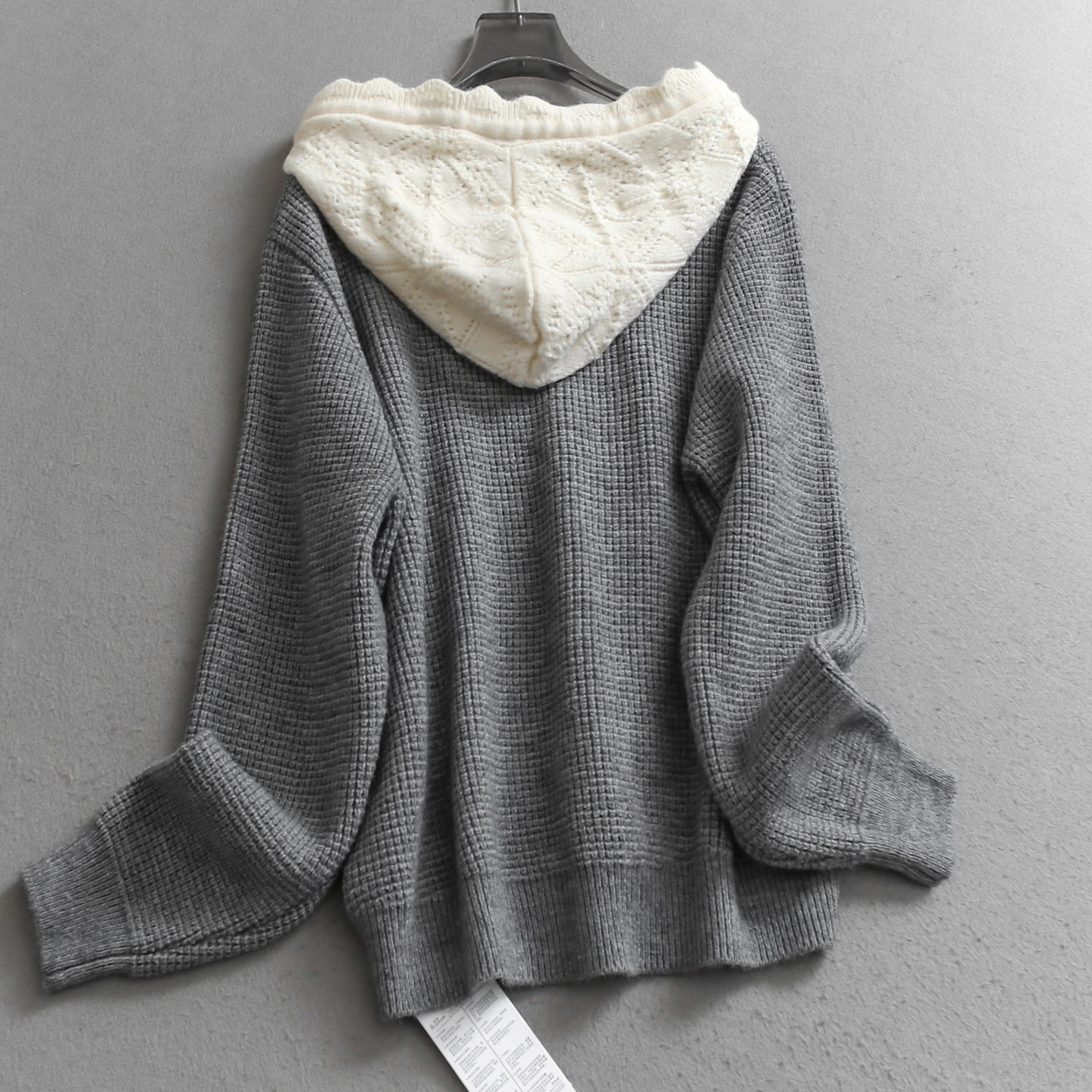 「格雷系穿搭」撞色连帽宽松显瘦2025秋新款长袖针织衫毛衣女B176,淘宝优惠券,粉丝福利购,淘宝优惠卷