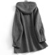 Sheep wool loose hooded mid-length woolen coat for women