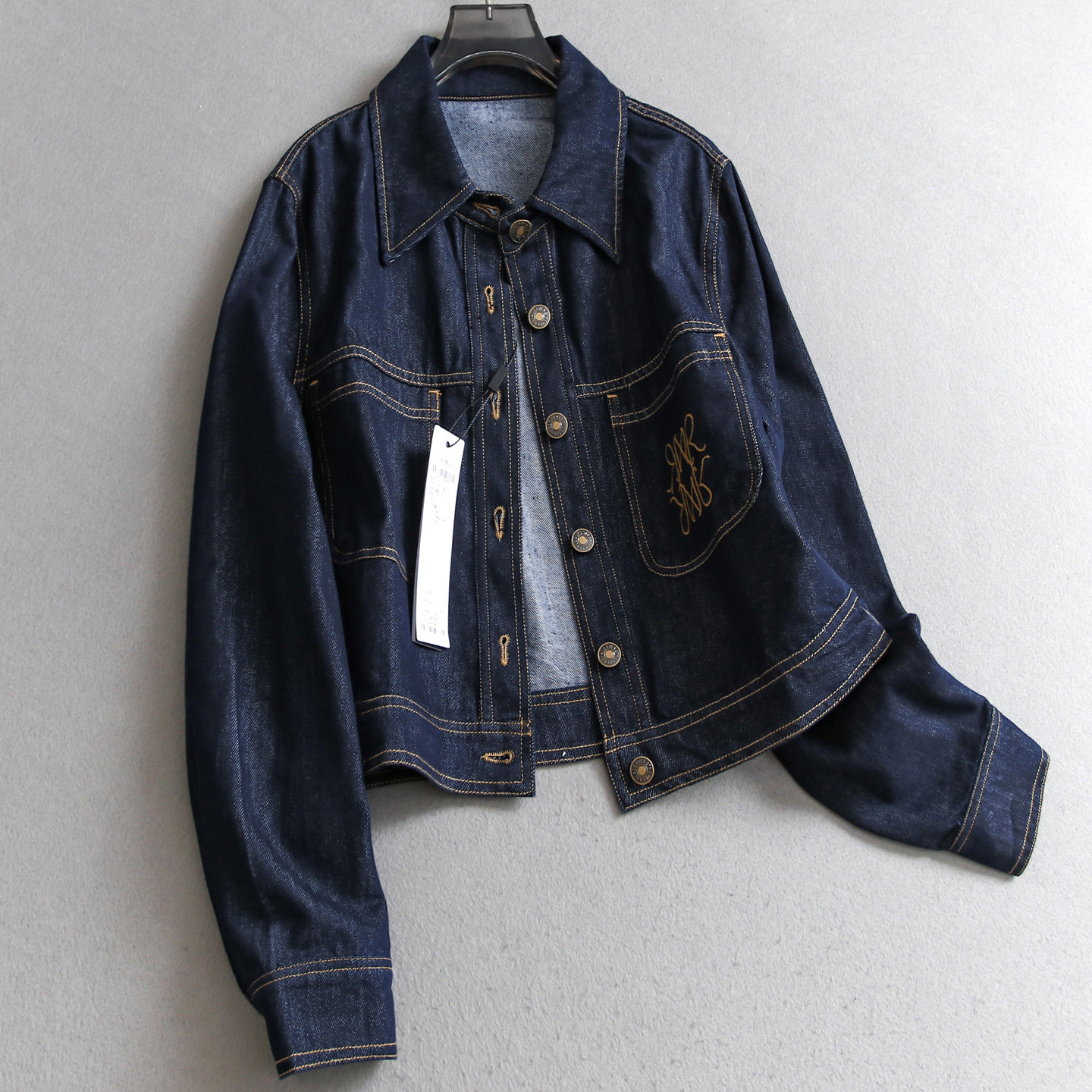 复古单宁翻领刺绣牛仔短外套可配一整套穿搭阔腿牛仔裤女套装V764,淘宝优惠券,粉丝福利购,淘宝优惠卷