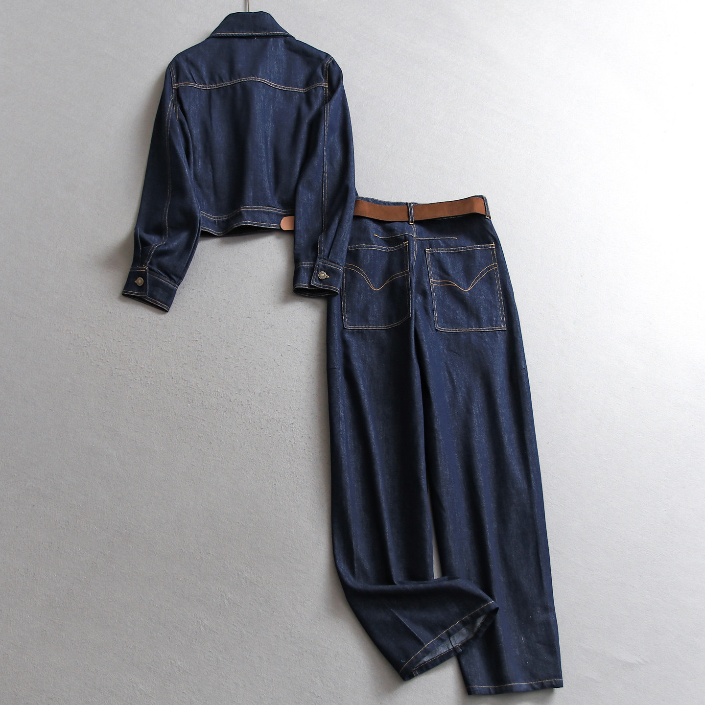 复古单宁翻领刺绣牛仔短外套可配一整套穿搭阔腿牛仔裤女套装V764,淘宝优惠券,粉丝福利购,淘宝优惠卷