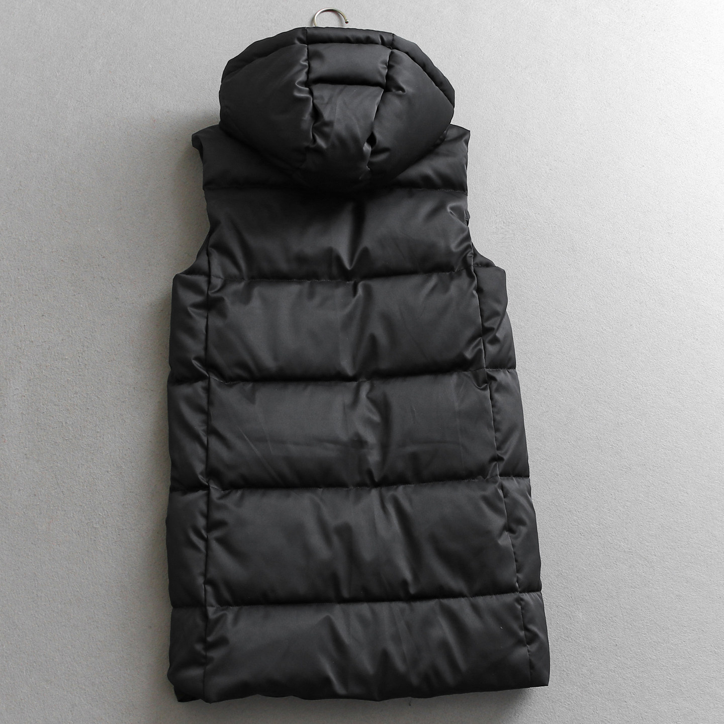 简约纯色宽松显瘦连帽拉链中长款坎肩外套保暖无袖背心女马夹W063,淘宝优惠券,粉丝福利购,淘宝优惠卷