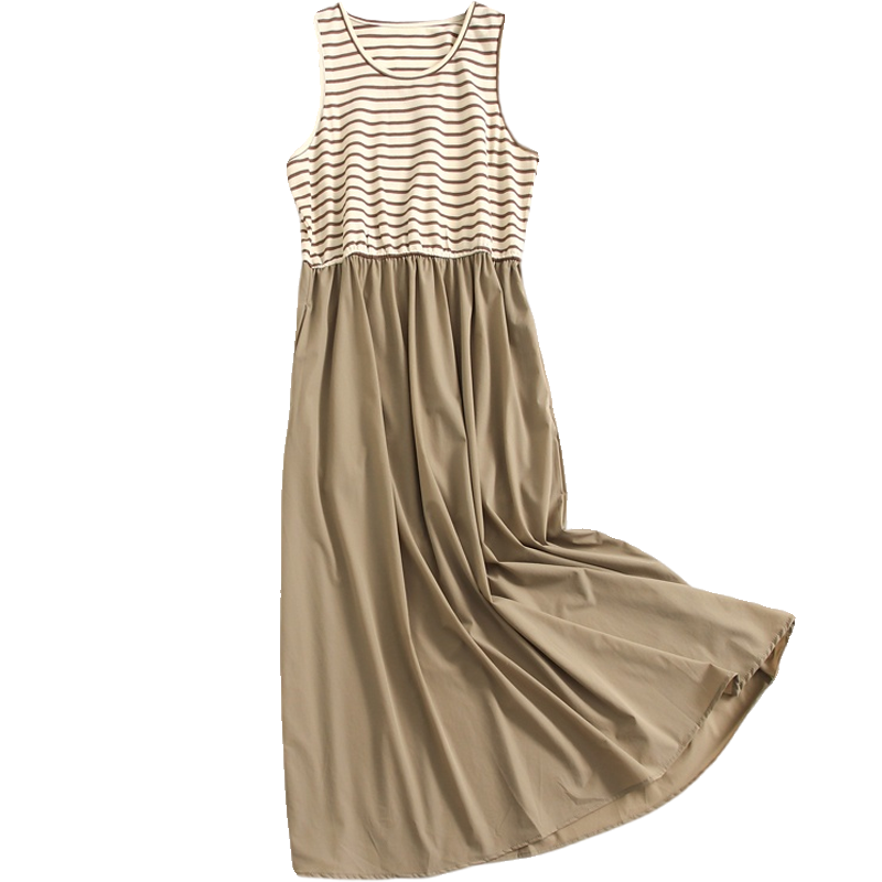 纯色显瘦翻领无袖套装裙抽皱收腰背心裙气质感时髦女裙连衣裙A582 - 图3