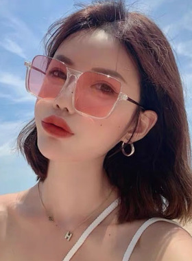 变色墨镜女夏海边拍照网红变粉色高级大脸显瘦太阳眼镜韩潮大框男