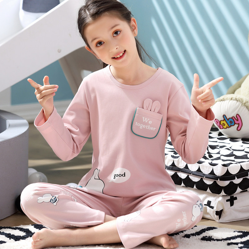 春秋纯棉长袖中大小女孩亲子睡衣 shapra香贝拉家居服套装