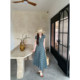 Chestnut Xixi Flower Shadow Dreamland French V-neck floral dress women's summer mini waist elegant long dress
