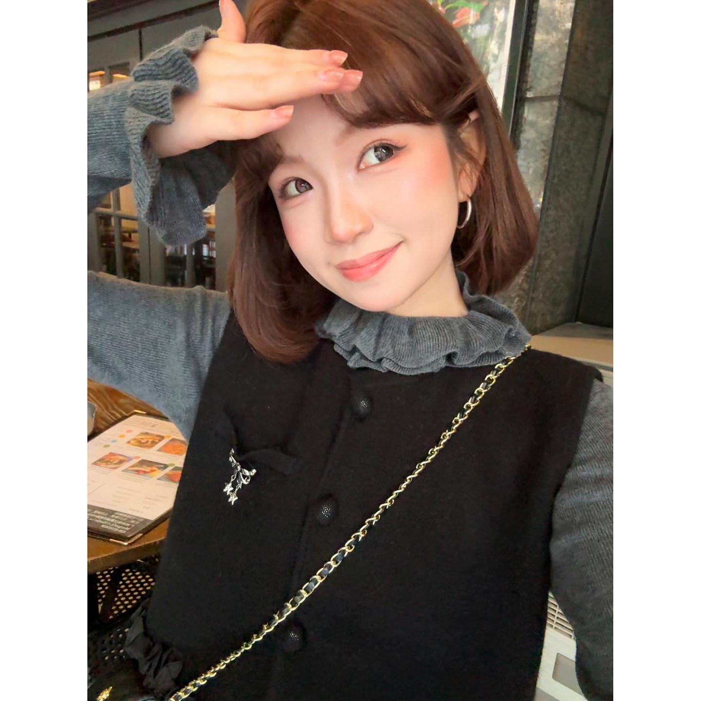 板栗西西【慕斯月光曲】秋冬法式气质设计内搭马甲竖纹半裙三件套,淘宝优惠券,粉丝福利购,淘宝优惠卷