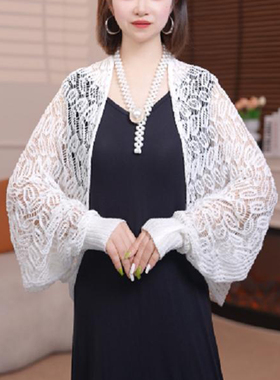 麦穗镂空披肩女外搭高级感时尚洋气2025新款夏薄款针织开衫配裙子