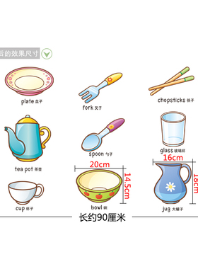 原创厨柜门餐具环保自粘可墙贴纸
