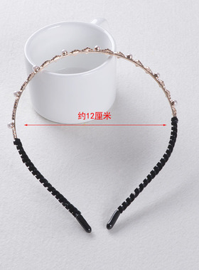 细边珍珠带钻简约防滑发卡发箍