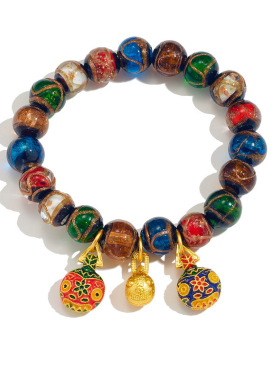 爆款香灰琉璃手串手工琉璃老秦吞金兽手链古法金沙寺庙佛珠文玩