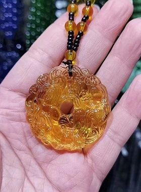 吞财貔貅玉石挂件时来运转项链