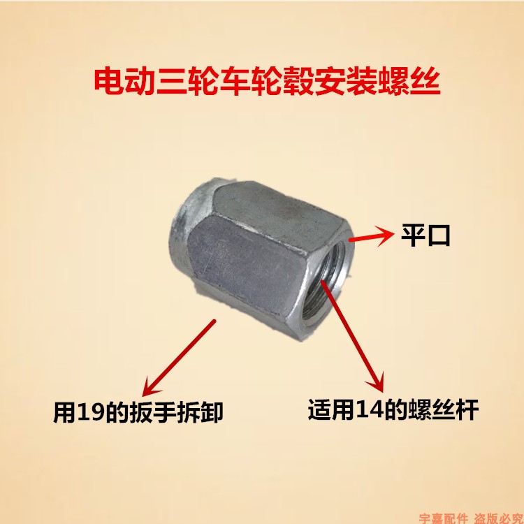 电动三轮车配件大全轮毂螺丝电动车后桥刹车锅轮毂安装M14螺丝帽,淘宝优惠券,粉丝福利购,淘宝优惠卷