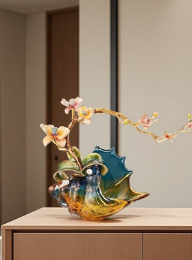 轻奢珐琅彩海螺摆件欧式现代