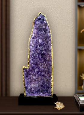 轻奢紫水晶金山招财旺宅摆件