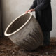 Large diameter wabi-sabi flower pots and flower vessels for Chinese gardens